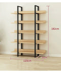 Built Different Vertical Bookcase Featuring Heavy Duty Steel Frame Smooth Layered Shelves Straight Fire Storage Setup For Living Room Or Office displaying dimensions 182cm x 120cm x 30cm.