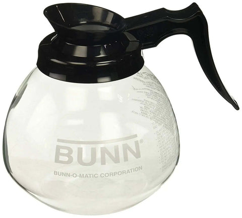 Coffee Pot Decanter Carafe Set With 12 Cup Capacity, Three Pieces Including Two Black Regular And One Orange Decaf, Shatter Resistant Laboratory Grade Glass, Durable Easy Pour For Home Kitchen And Office Coffee Bar