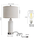 Dimensions of Set of 2 Modern Touch Table Lamps for Living Room and Bedroom, 3-Way Dimmable Nightstand Lamps With 2 USB Ports