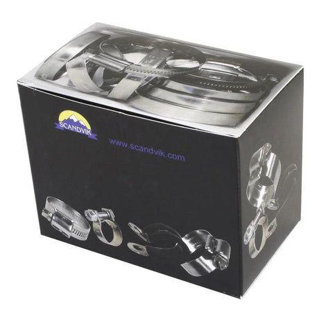 Box of Stainless Steel Hose Clamp 316 Marine Grade, 12mm Band, SAE Size 28, 32-57 mm, Pack Of 10