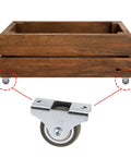 Slick Roll Mini Fixed Caster Wheels 1.26 Inch Ultra Thin Low Profile Sliding Door Casters on wooden storage crate