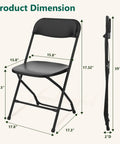 4 Pack Black Plastic Folding Chairs With Steel Frame For Outdoor Use No Fuss Portable Stackable Foldable Seating 350 Lb Capacity