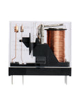 Side view of G2R 1A E DC12 General Purpose Relay with visible copper coil and SPST NO connections, designed for PCB mounting.