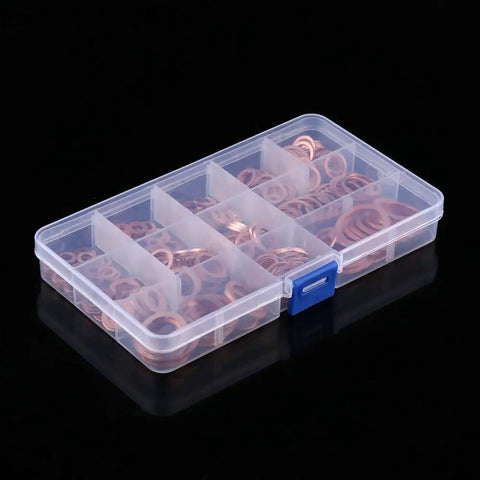 Killer Copper Flat Washers 280 Pcs Set 12 Sizes Screws Bolts Fasteners Storage Case, copper washers in clear organizer box