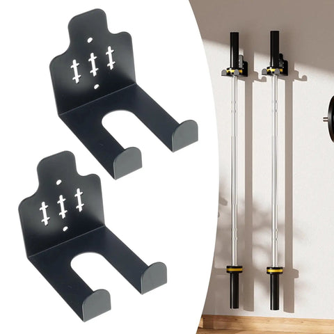 Heavy Duty Barbell Wall Mount Organizer For Home Gym Holds Barbells Up To 33mm Coated Steel Rack with installed barbells