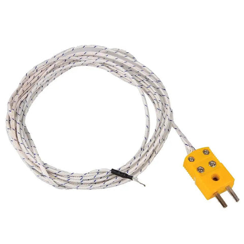 K Type Mini Connector Thermocouple Temperature Probe Sensor Pack Of 5, coiled sensor cable with yellow connector