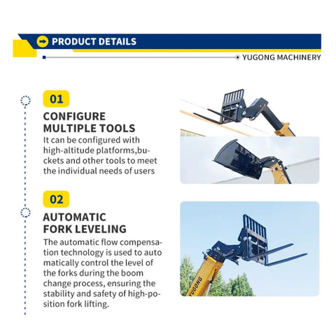 Top Shelf Heavy Duty Telescopic Handler With Seven To Eighteen Meter Smart Boom showcasing configurable tools and automatic fork leveling
