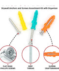 Drywall Anchors and Screws Kit, 240 Pieces With Organizer Box For Easy No Prep Self Drilling Installation, Yellow Zinc Plated Carbon Steel, Rust Resistant Wall Mount Hardware For DIY Projects, assorted anchors and screws