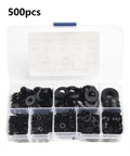 Nylon Flat Washer Set 500-Piece Assortment M2 To M10 Black Durable Nylon Washers For Auto, Home And Workshop DIY Projects With An Organized Storage Box For Easy Sorting And Quick Access, open organizer