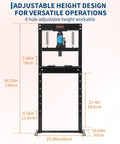 20 Ton H Frame Hydraulic Shop Press Built Tough For Heavy Duty DIY And Industrial Use With Stable Power Output Pro Grade Steel Frame Ideal For Bearings Bushings Ball Joints Press Fittings And More, adjustable height frame