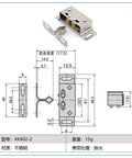 Diagram of Stainless Steel Wardrobe Door Double Ball Roller Catch Latch Door Closer In Silver, dimensions shown