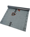 Heavy Duty Synthetic Roof Underlayment Waterproof Felt Alternative With Bold Preprinted Nailing Lines, gray roll measuring 48 inches wide.