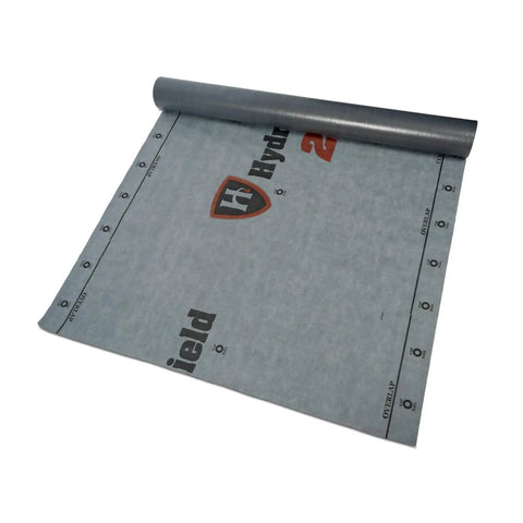 Heavy Duty Synthetic Roof Underlayment Waterproof Felt Alternative With Bold Preprinted Nailing Lines, gray roll measuring 48 inches wide.