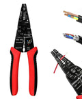 All In One 8 Inch Wire Stripper Cutter Crimping Tool For 10 To 22 AWG Cables With Screw Cutting Feature in action cutting wire