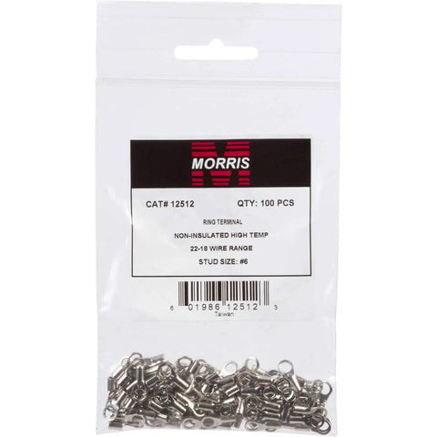 Pack of 100 High Temp Ring Terminals 12 To 10 Wire Size Number 10 Stud Nickel Plated Steel Heavy Duty Electrical Connectors