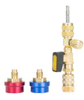 R134a HVAC Valve Core Removal And Installation Tool With Built In Ball Valve For No Gas Loss, tool with 13mm and 16mm ports