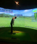 Person using Indoor Home Golf Simulator System With Crystal Clear HD Projection Screen for realistic practice