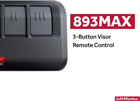 Green 893MAX Garage Door Remote Transmitter With Easy Setup And Universal Compatibility For Most Openers Durable Wireless Control With Long Range Signal And Quick Programming shown with buttons visible.