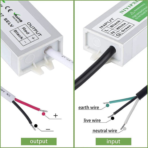 60W Waterproof IP67 LED Power Supply 12V DC Output 5A Transformer Adapter wiring diagram for indoor outdoor use