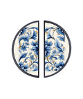 Vintage Blue Gold Floral Cabinet Handles Set 3 Inch Center To Center Semicircle Drawer Pulls Dope Boho Chic Folk Art Inspired Solid Zinc