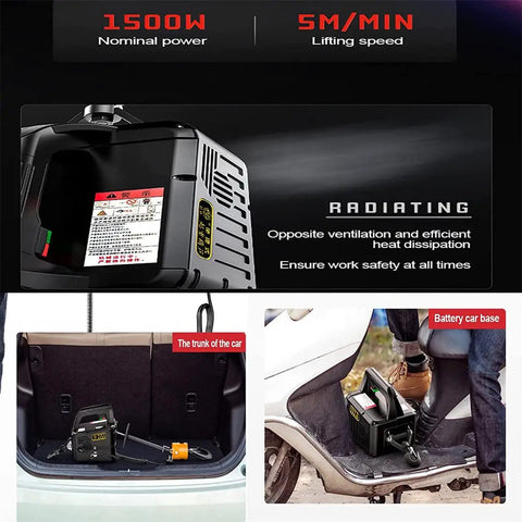 No Nonsense Electric Winch With Smart Remote Trigger And Auto Safety Cut Off, Beast Mode 1500 Watt Chain Hoist For Garage Ceiling Pulleys And Shop Floor Grinds