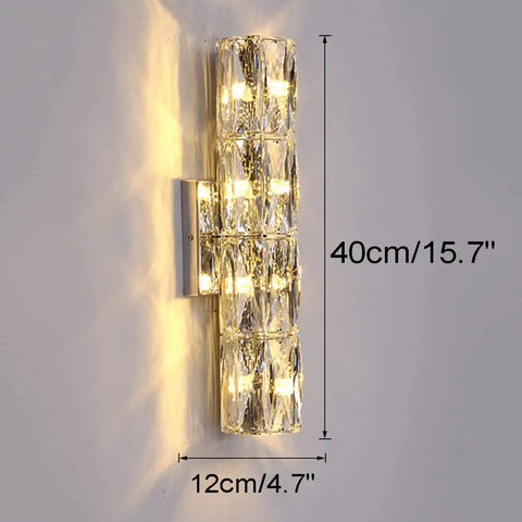 Gold Crystal LED Wall Light Sconce Dope Modern Elegant Wall Mount Lamp for Bedroom Living Room Bathroom Hallway