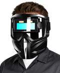 Man wearing Automatic Welding Helmet With True Color Lens, Safety Cover, And Air Supply Respirator System for arc welding protection