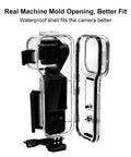 Underwater Dive Case For Osmo Pocket 3 Waterproof Housing with accessories, showing clear PC shell and tempered glass lens, open view