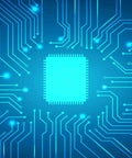 Illustration of a microchip on a circuit board representing Industrial Stepper Motor Module For Precision Motion Control In Automation Tasks