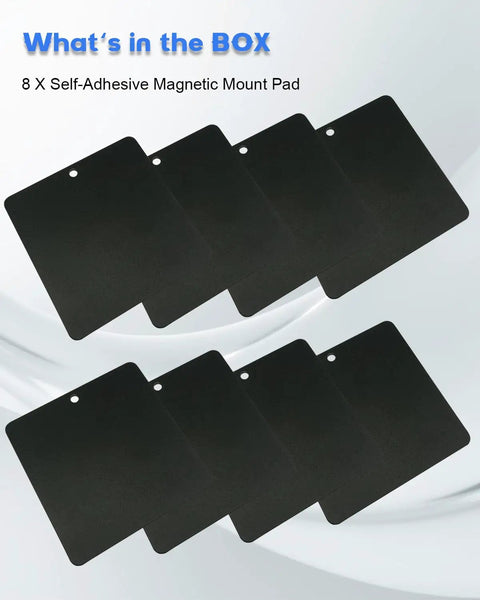 Eight pack of Self Adhesive Magnetic Mount Pad For Aluminum Cabs No Drilling shown on a white background.