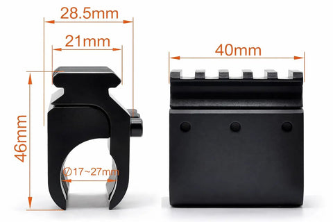 Universal 21mm Weaver Picatinny Rail Base Adapter Converter dimensions and specifications illustration