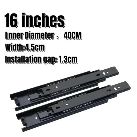 Silent Hydraulic Drawer Slides with Cold Rolled Steel, 16-Inch Three-Section Runners for Wardrobe and Furniture