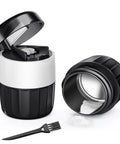 3 In 1 Pill Crusher And Cutter With Stainless Steel Grinding Head And Storage showing open cutter and powder
