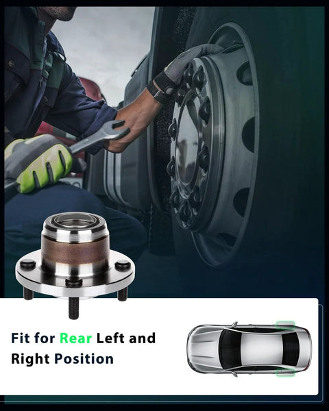 Rear Wheel Hub Bearing Assembly Set For Ford Focus 2001 To 2009 With Four Lug No ABS 2 Pack OE 521002 being installed