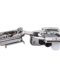 Side view of a satin nickel hinge from the Twenty Pack One Half Inch Overlay Soft Close Concealed Kitchen Cabinet Hinges