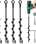 Heavy Duty 18 Inch Screw In Ground Anchors 4 Pack With Spiral Auger Stakes and drill attachment for secure outdoor installations