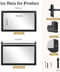 Top Tier Farmhouse Bathroom Mirror With Classic Barn Door Silhouette And Heavy Duty Black Metal Frame dimensions and details.
