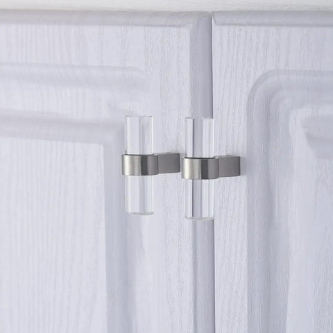 10 Pack Slick Brushed Nickel Cabinet Knobs Featuring Totally Dope Clear Glass Crystal T Bar Handle Dead Simple Installing Drawer Pulls For Trendy Home Kitchen Cabinets