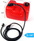 EPA Certified 3 Gallon Marine Gas Tank With Leak Resistant Portable Storage For Boating Outboard Motors And Outdoor Power Equipment Built In Flame Mitigation Device For Safe Transport And Evaporation Control, red with dimensions