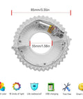 Rechargeable Bike Wheel Lights With 21 Dynamic Modes And Full Color Options Clip On Hub LEDs dimensions and features diagram