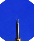 Close-up of Double Ended Watch Tool For Balancing Wheel And Hairspring Pro Grade Watchmaking Kit with blue background.