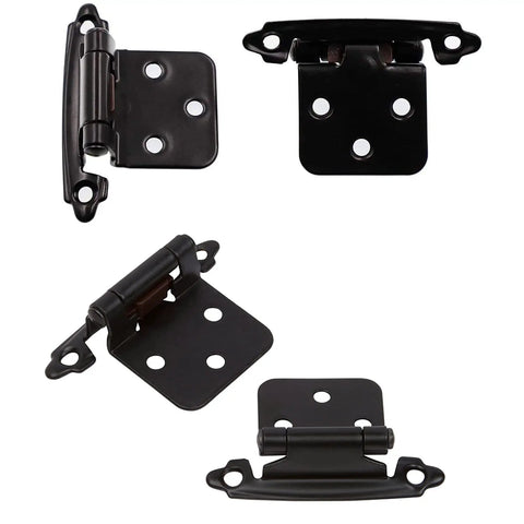 Half Inch Overlay Matte Black Cabinet Hinges Self Closing For Bath And Kitchen Cabinets 5 Pairs 10 Pieces shown