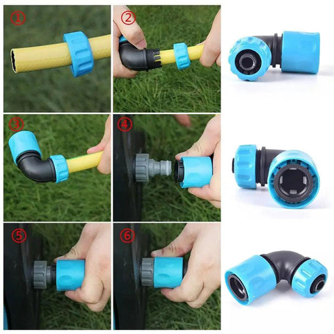 One Half Inch Garden Water Connector Quick Connect Fittings Set For Hoses And Irrigation Elbow Joints Durable Pipe Adapters For Faucets And Hoses No Fuss Easy Snap On Fits One Half Inch And Three Quarter Inch 3 Pack, blue hose elbow adapter