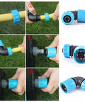 Grab And Go Garden Water Connector Set One Half Inch Quick Connect Faucet Elbow Fittings For Hoses And Irrigation Leakproof Easy Snap On Built Tough For Lawn Care 3 Pack, blue elbow connector