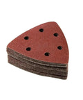 Fresh 20PC Triangular Sanding Discs With 6 Hole Hook And Loop Design For Smooth Woodworking and DIY Projects stacks of 90mm discs.