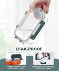 Hand holding 10 Pack 22 Oz Glass Meal Prep Container with lid, demonstrating airtight BPA free design for leak-proof use