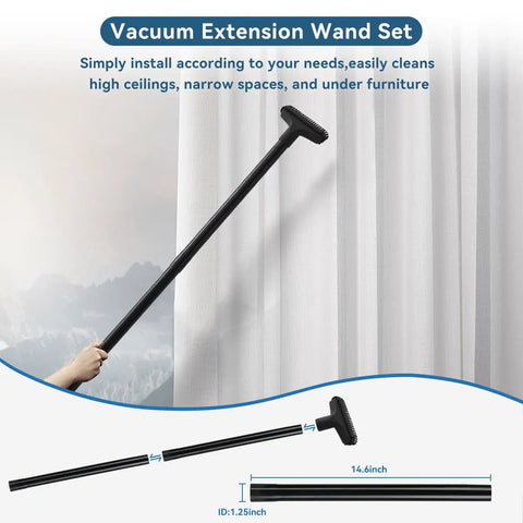 14 Piece Vacuum Attachment Kit For Shop Vac With 2.5 To 1.25 Inch And 1.875 To 1 Inch Adapters, extension wand cleaning curtains