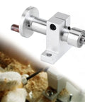 Double Bearing Live Center for Mini Lathe close-up on wood and metal turning setup, Ultra Accurate Revolving Center for DIY Projects.