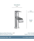 Genta LX Chrome One Handle Modern Bathroom Sink Faucet With Optional Deckplate And Low Arc Spout For Bath Countertop Easy Temperature Control