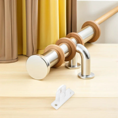 Kick Out Drafts With Heavy Duty Nylon Screen And Window Rollers Featuring Sturdy Guide Blocks For Double Track Sliding Doors Slick Gliding Pulleys Kit with curtain pole and brackets.
